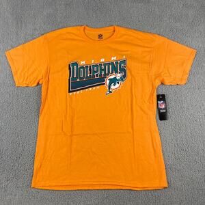 NFL Team Apparel Men Large Orange Miami Dolphins 100% Cotton Short Sleeve Shirt